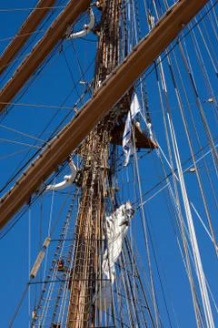 Tall sail ship rigging Stock Illustration