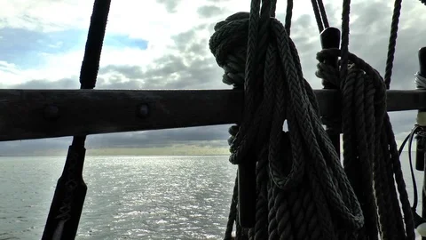 Tall Sailing Ship Ropes And Pulleys Stock Footage 90813897