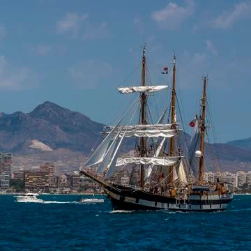 Tall Ship Full Sail Stock Photos