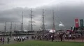 Tall ship Kruzenshtern and others in Bremerhaven harbor dock event at cloudy day 4k or 4k+ Resolution
