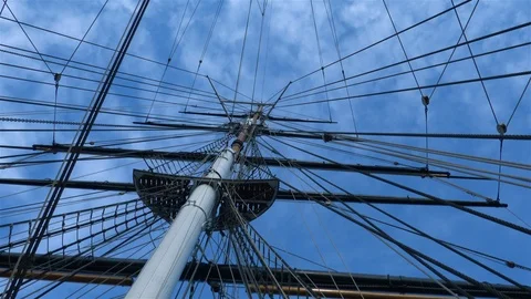 Tall Ship mast and rigging Stock Footage 125146100