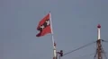 Tall ship mast with tripple X flag HD Footage