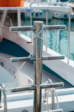 Tall ship masts and rigging viewed looking up from the deck, Stock Photos