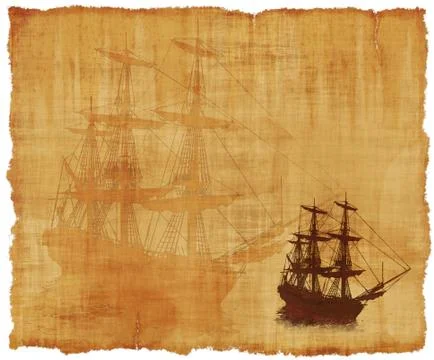 Tall Ship Parchment Stock Illustration
