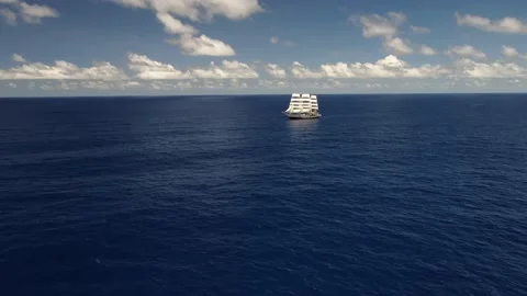 Tall Ship. Sailboat. Open sea. Ocean. Travel. Freedom Stock Footage 131936282