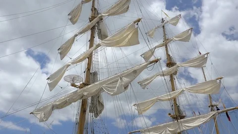 Tall Ship Sails and Clouds Timelapse in 4k Stock Footage 84783409