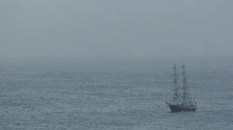Tall ship at sea Stock Footage 58624514
