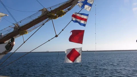 Tall Ship Signal Flags Stock Footage 95728758