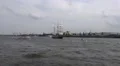 Tall ship Thalassa and ferry on boat trip round the Hamburg harbour HD Footage