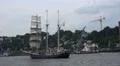 Tall ship Thalassa boat trip round the Hamburg harbour HD Footage