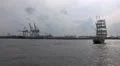 Tall ship Thalassa leaving Hamburg harbour passing by HD Footage