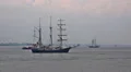 Tall ships at Bremerhaven coast while Sail exhibition HD Footage