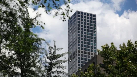 Tall Skyscraper In Trees Stock-Footage 77111157