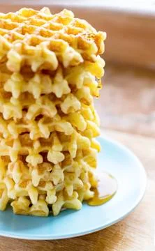 Tall stack of Belgium waffles Stock Photos