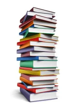 Tall stack of Books isolated on white background Stockillustratie