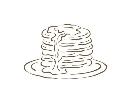 A Tall Stack Of Fluffy Pancakes With Maple Syrup Vector Illustration Doodle Stock Illustration