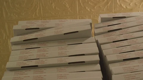 Tall Stack Of Pizza Boxes 스톡 동영상 112272885