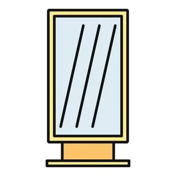 Tall standing mirror icon with light reflection Stockillustratie