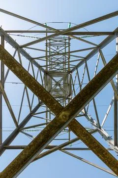 A tall structure with a cross-like pattern on it Stock Photos