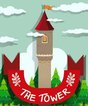 Tall tower with single window Stock Illustration