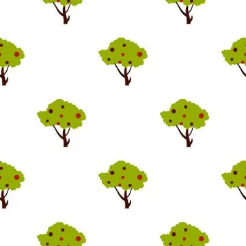 Tall tree with fruits pattern flat Stock Illustration
