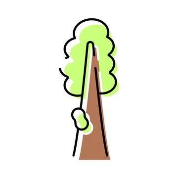 Tall tree line art icon design Stock Illustration
