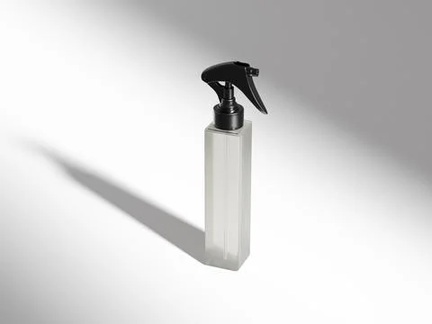 Tall trigger spray bottle mockup, translucent cubic-shape sprayer packaging Stock Illustration