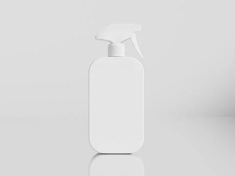 Tall trigger spray bottle mockup, rectangular white PET plastic sprayer Stock Illustration
