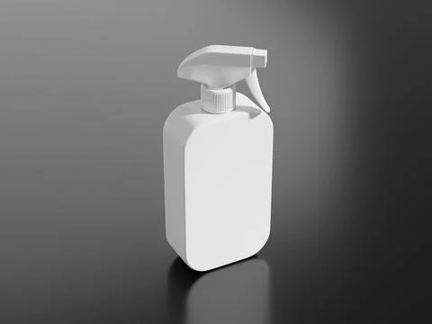 Tall trigger spray bottle mockup, rectangular white PET plastic sprayer Stock Illustration