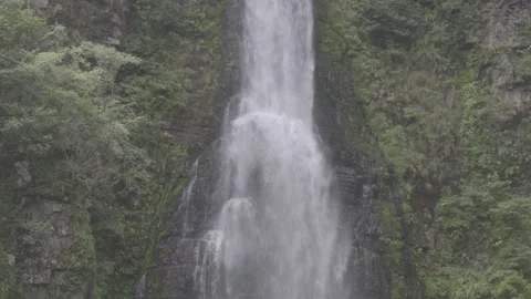 Tall Waterfall in Green Mountain Forest Stock-Footage 343592651