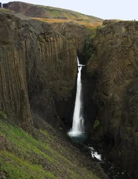 Tall waterfall iceland Stock Photos