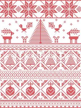 Tall xmas pattern with xmas tree Stock Illustration