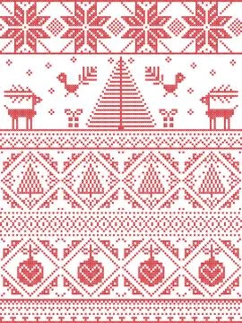 Tall xmas pattern with xmas tree Stock Illustration