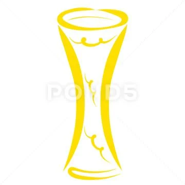 Tall yellow goblet or vase or patterned candlestick Stock Illustration