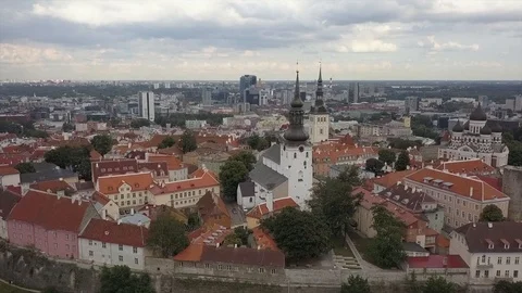 Tallinn Medieval Old Town Flyover by Drone, 4k Stock Footage