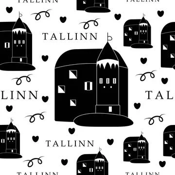 Tallinn, monochrome seamless pattern Stock Illustration