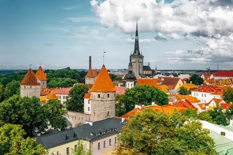 Tallinn old town panoramic view in Estonia Stock Photos
