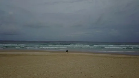 Tallow Beach, Byron Bay 4K Drone Footage on a dreary day Stock-Footage 83329848