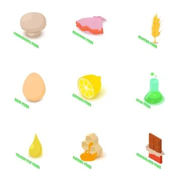 Tallow icons set, isometric style Stock Illustration