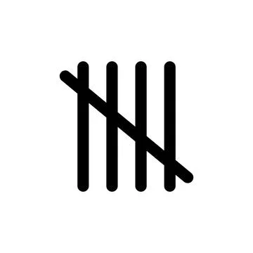 Tally Mark Icon Representing Number Five Count Symbol Stock Illustration