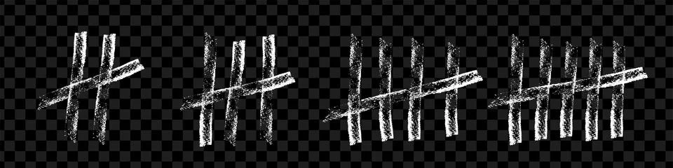 Tally mark. Simple mathematical count visualization, prison or jail wall coun Stock Illustration