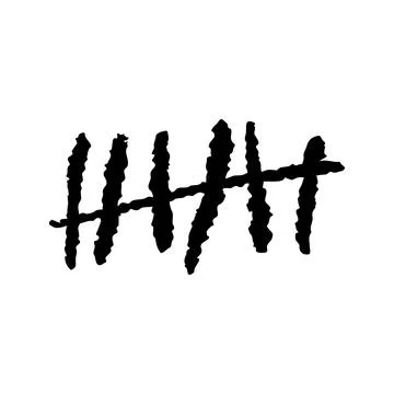 Tally mark on a white background or prison wall hash line Stock Illustration