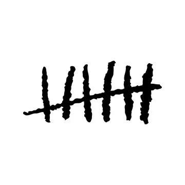 Tally mark on a white background or prison wall hash line Stock Illustration