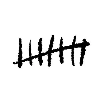 Tally mark on a white background or prison wall hash line Stock Illustration