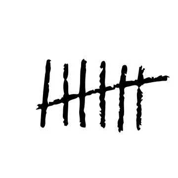 Tally mark on a white background or prison wall hash line Stock Illustration