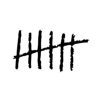 Tally mark on a white background or prison wall hash line Stock Illustration