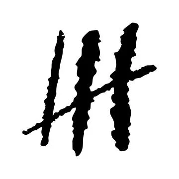 Tally mark on a white background or prison wall hash line Stock Illustration