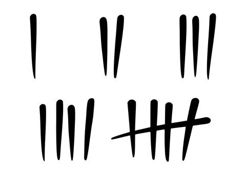Tally marks to count days in prison. Tally marks for math lessons. Vector Stock Illustration