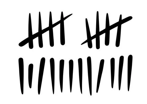 Tally marks to count days in prison. Tally marks for math lessons. Vector Stock Illustration