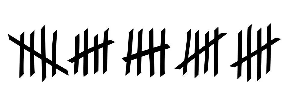 Tally marks to count days in prison. Tally marks for math lessons. Vector Stock Illustration
